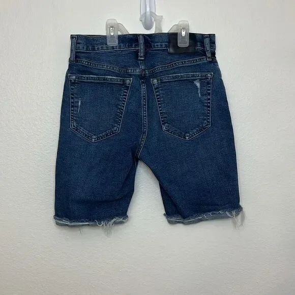 Abercrombie & Fitch A&F mens distressed Cuffed blue denim jeans shorts size 28 - Picture 3 of 5